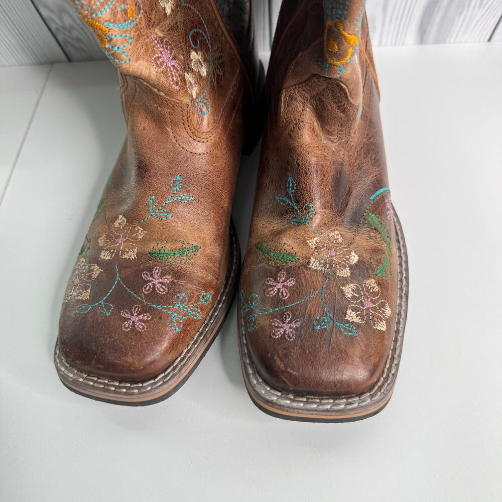 Smoky Mountain Boots Youth Sz 5R/Woman’s Sz 6.5 Floral Brown Square 3843Y - Picture 2 of 9